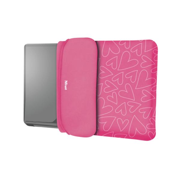 Funda + Ratón Inalámbrico Trust Yvo Corazones para Portátiles hasta 15.6'/ Rosa