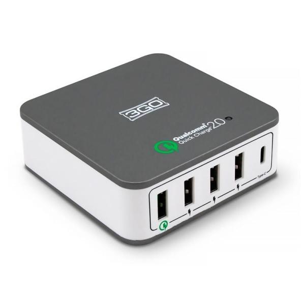 CARGADOR USB 3GO ALMUSB5CQC - 40W - 4 PUERTOS USB (1 QUICKCHARGE) - 1 PUERTO USB TIPO-C