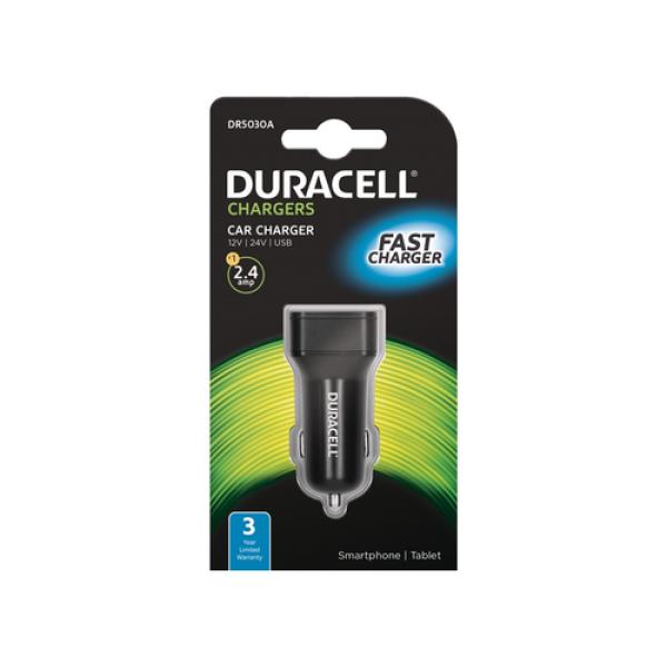 Cargador de Coche Duracell DR5030A/ 1xUSB/ 2.4A