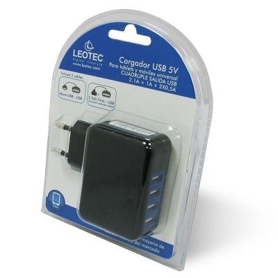 Cargador de Pared Leotec LECTAB4USB/ 4xUSB/ 2.1A