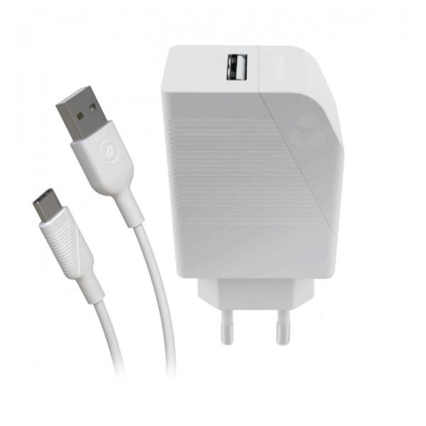 Cargador de Pared Muvit For Change MCPAK0002/ USB + Cable USB Tipo-C/ 2.4A