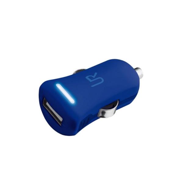 CARGADOR DE COCHE URBAN REVOLT - 1 PUERTO USB - 5V / 1A - ULTRACOMPACTO - REVESTIMIENTO DE GOMA - AZUL