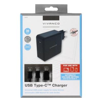 Cargador de Pared Vivanco 34315/ 1xUSB Tipo-C/ 3A