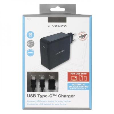 Cargador de Pared Vivanco 34316 / 1xUSB TIPO-C/ 3A