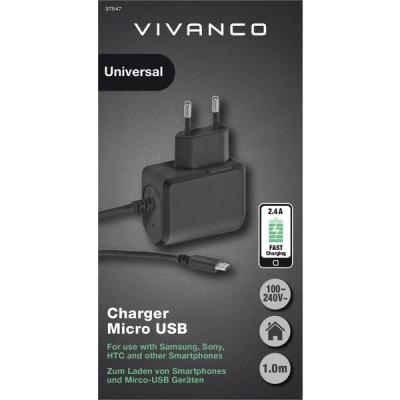 Cargador de Pared Vivanco 37547/ 1xMicroUSB/ 2.4A