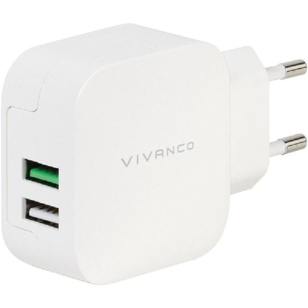 Cargador de Pared Vivanco 38333/ 2xUSB/ 2.4A