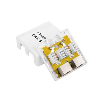 ROSETA DE PARED LANBERG OS5-0002-W - 2*RJ45 CAT.5E - CONECTORES