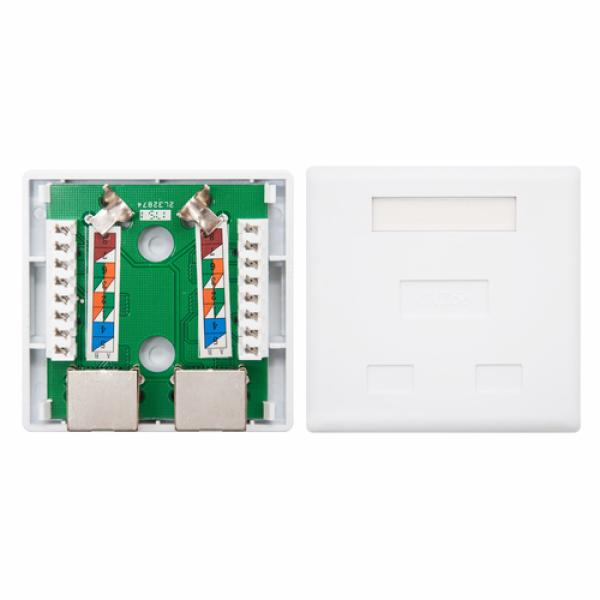 ROSETA DE SUPERFICIE RJ45 NANOCABLE 10.21.1102 - CAT 5E FTP - 2 TOMAS - COLOR BLANCO