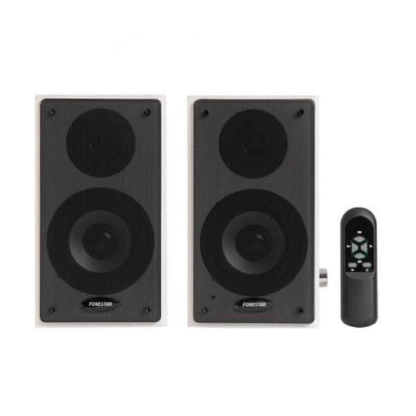 ALTAVOCES ACTIVOS 2.0 FONESTAR CLASS-220B BLANCOS - 2*RMS/45W - 60-20000HZ - ENTRADAS 2*LÍNEA AUX/2*RCA - RECEPTOR BT 5.0 - MAND