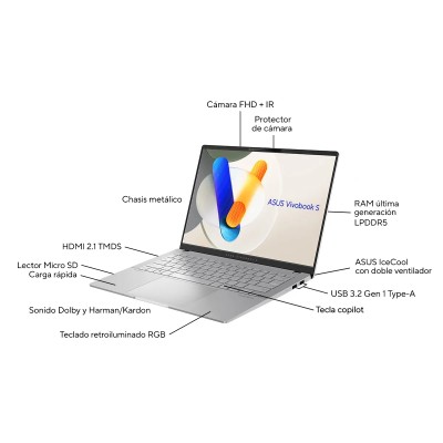 Portátil Asus VivoBook S 14 OLED M5406NA-QD082W Ryzen 5 7535HS/