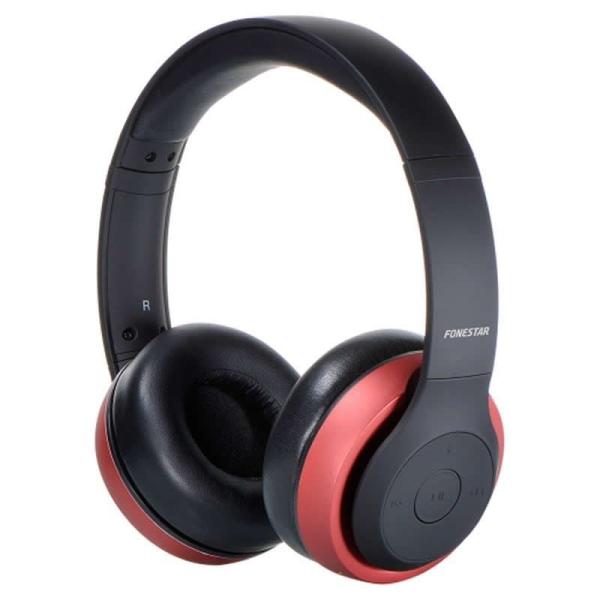 AURICULARES BLUETOOTH FONESTAR HARMONY-R NEGRO/ROJO - BT 4.2 - BATERÍA RECARGABLE - JACK 3.5 PARA USO CON CABLE - FUNC. MANOS LI