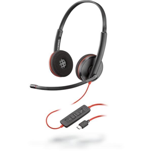 Auriculares Plantronics Blackwire C3220/ con Micrófono/ USB-C/ Negros