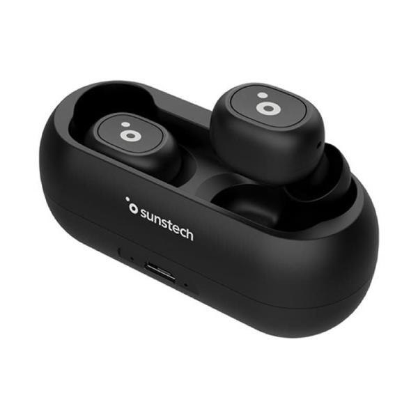 Auriculares Bluetooth Sunstech WAVEPODSLITEBK/ con estuche de carga/ Autonomía 3.5h/ Negros