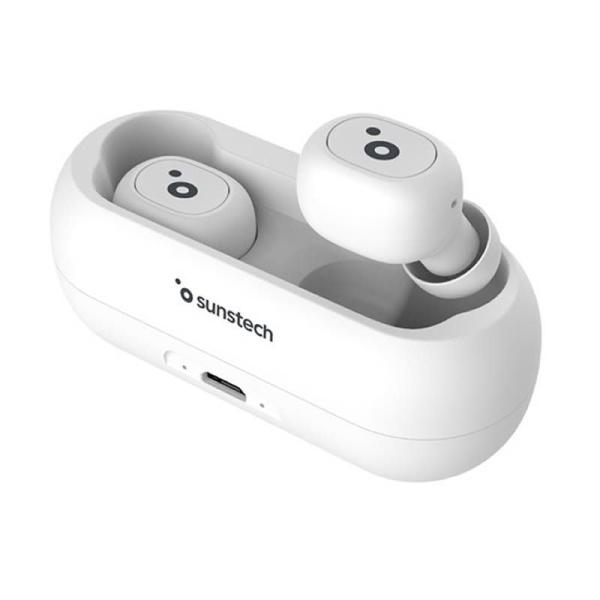 Auriculares Bluetooth Sunstech WAVEPODSLITEWT/ con estuche de carga/ Autonomía 3.5h/ Blancos