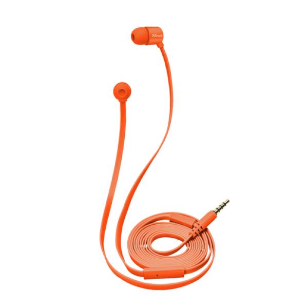 Auriculares Intrauditivos Trust Duga 22111/ con Micrófono/ Jack 3.5/ Naranja Neón