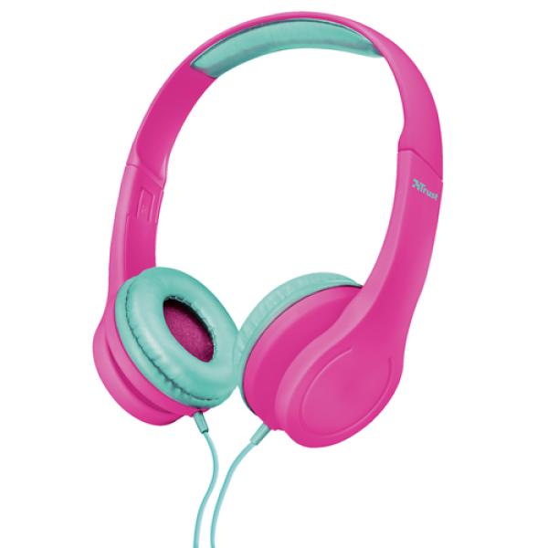 AURICULARES INFANTILES TRUST URBAN BINO KIDS PINK - LIMITACIÓN DE VOLUMEN - DIADEMA ACOLCHADA Y ALMOHADILLAS CÓMODAS - JACK 3.5M