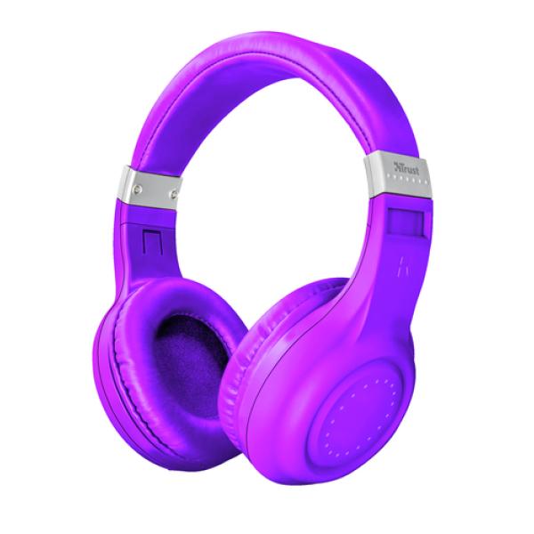 AURICULARES INALÁMBRICOS TRUST DURA NEÓN PURPLE - BLUETOOTH - GRAN CALIDAD SONIDO - FUNCIÓN MANOS LIBRES - PUEDEN USARSE CON CAB