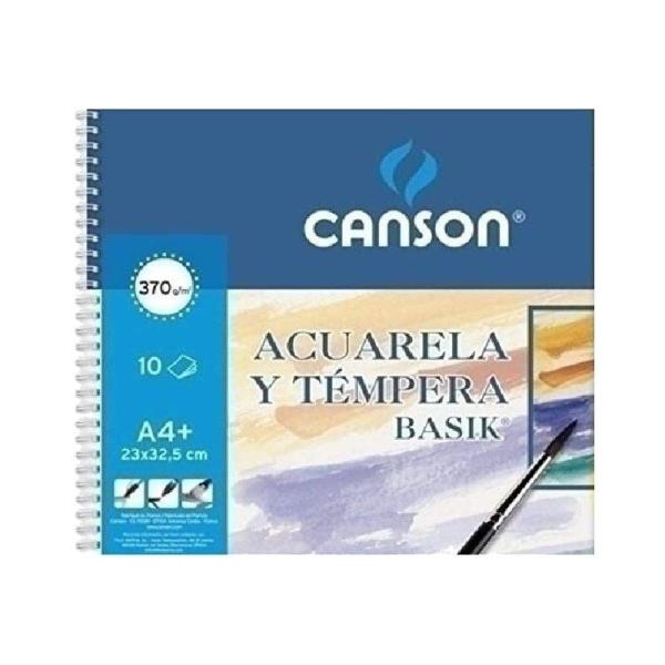 Cuaderno de Acuarelas y Témperas con Espiral Canson Basik C400110298/ A4+/ 10 Hojas