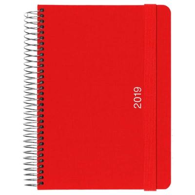 AGENDA GRAFOPLAS ESPIRAL - SERIE TELA - COLOR ROJO 15X21CM -