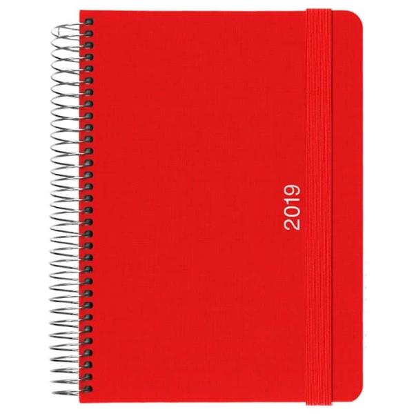 AGENDA GRAFOPLAS ESPIRAL - SERIE TELA - COLOR ROJO 15X21CM - DIA POR PAGINA DE ENERO A DICIEMBRE 2019