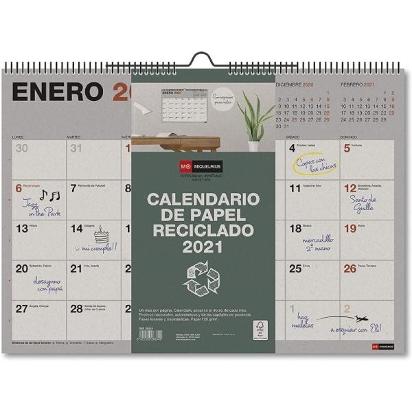 Calendario Anual 2021 A3 Pared Miquel Rius Basics Recycled