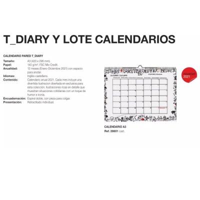 Calendario Anual 2021 Pared Miquel Rius TDiary/ A3