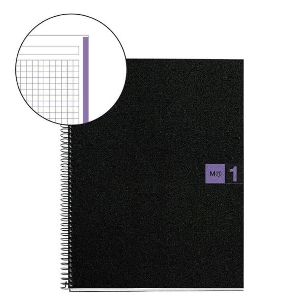 LIBRETA ESPIRAL A4  - 80 HOJAS MICROPERFORADAS - 4 TALADROS - NOTE BOOK -1 4 - RECICLADO - VIOLETA - MIQUEL RIUS