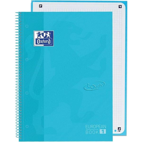 Cuaderno con Espiral Cuadriculado Oxford European Book 1 Touch 400107010/ A4+/ 80 Hojas/ Azul Agua