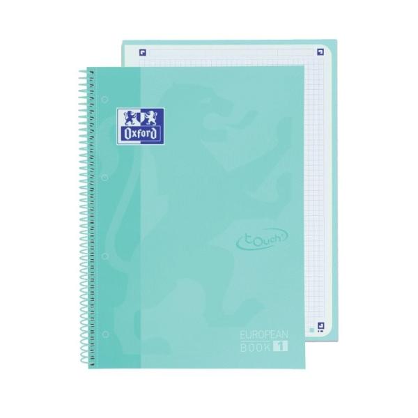 Cuaderno con Espiral Cuadriculado Oxford European Book 1 Touch 400117274/ A4+/ 80 Hojas/ Hielo Menta