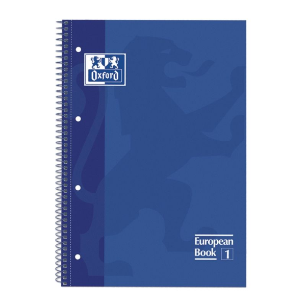 Cuaderno con Espiral Cuadriculado Oxford European Book 1 100430197/ A4+/ 80 Hojas/ Azul