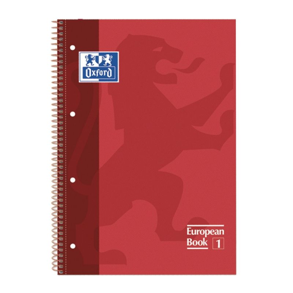 Cuaderno con Espiral Cuadriculado Oxford European Book 1 100430198/ A4+/ 80 Hojas/ Rojo