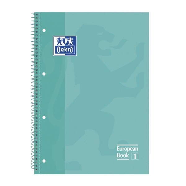 Cuaderno con Espiral Cuadriculado Oxford European Book 1 400040983/ A4+/ 80 Hojas/ Verde Menta