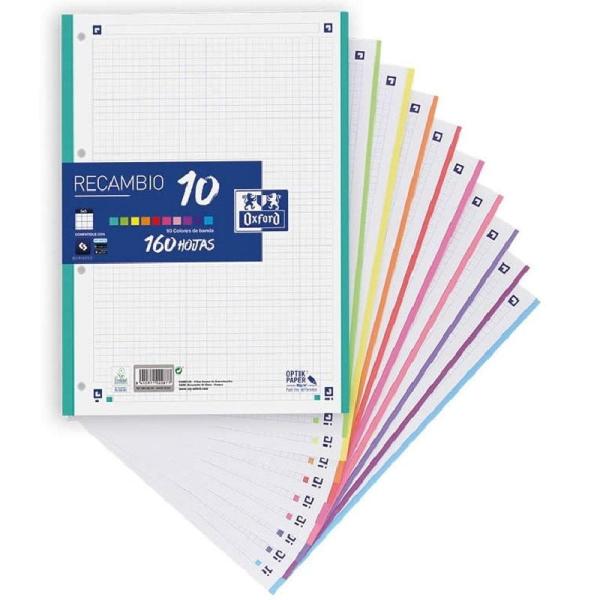 Recambios de Cuaderno Oxford Classic 400106627/ A4-A4+/ 160 Hojas/ Colores Vivos