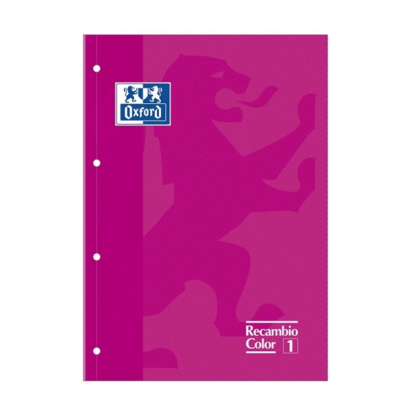 RECAMBIO OXFORD CUADERNO A4+ ROSA - 80 HOJAS - 4 TALADROS - CUADRICULA 5X5 CON RECUADRO