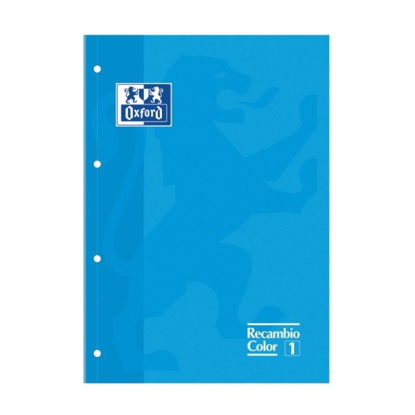 RECAMBIO OXFORD  CUADERNO A4+ TURQUESA - 80 HOJAS - 4 TALADROS - CUADRICULA 5X5 CON RECUADRO