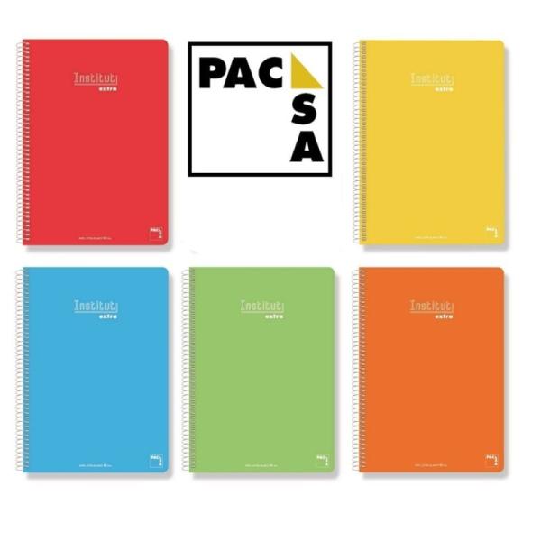 5 LIBRETAS RAYADO PAUTA 2,5 CM - TAPA DURA 80 HOJAS - TAMAÑO A5 - 90 GRAMOS - SERIE INSTITUT EXTRA - COLORES SURTIDOS SAM PACSA