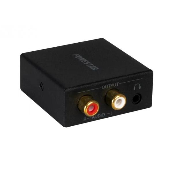 CONVERTIDOR DE AUDIO FONESTAR FO-38DAH - CONVIERTE AUDIO DIGITAL EN ANALÓGICO - ENTRADA ÓPTICA / COAXIAL SPDIF - SALIDA ESTÉREO/