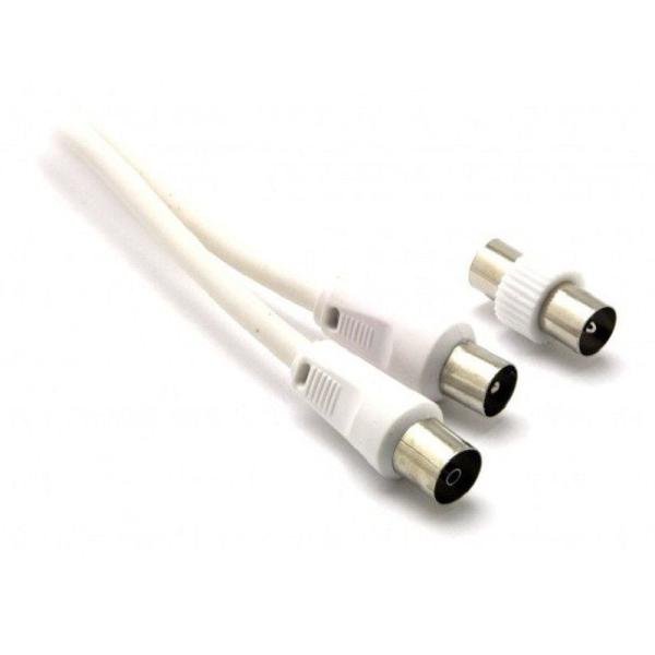 CABLE DE ANTENA GEBL AN205B - 75 OHM - CONECTORES MACHO-HEMBRA - INCLUYE ADAP. MACHO MACHO - 5 METROS - COLOR BLANCO