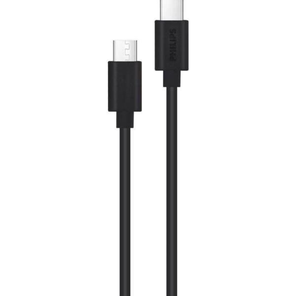 Cable USB 2.0 Tipo-C Philips DLC3104C/ USB Tipo-C Macho - USB Tipo-C Macho/ 1.2m/ Negro