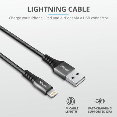 Cable USB 2.0 Trust Keyla 23570/ USB Macho - Lightning Macho/