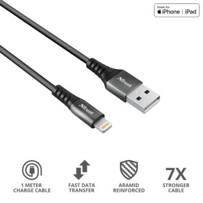 Cable USB 2.0 Trust Keyla 23570/ USB Macho - Lightning Macho/