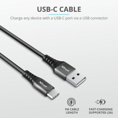 Cable USB 2.0 Trust Keyla 23571/ USB Macho - USB Tipo-C Macho/