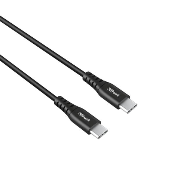 Cable USB 2.0 Tipo-C Trust Ndura 23765/ USB Tipo-C Macho - USB Tipo-C Macho/ 1m/ Negro