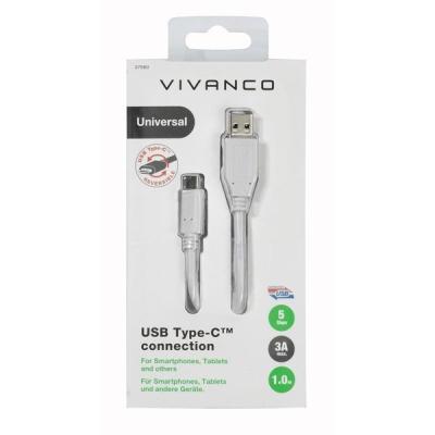 Cable USB 3.0 Vivanco 37560/ USB Tipo-C Macho - USB Macho/ 1m/