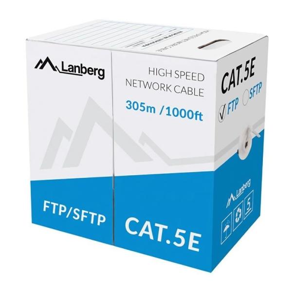 Bobina de Cable RJ45 FTP Lanberg LCF5-11CU-0305-S Cat.5e/ 305m/ Gris