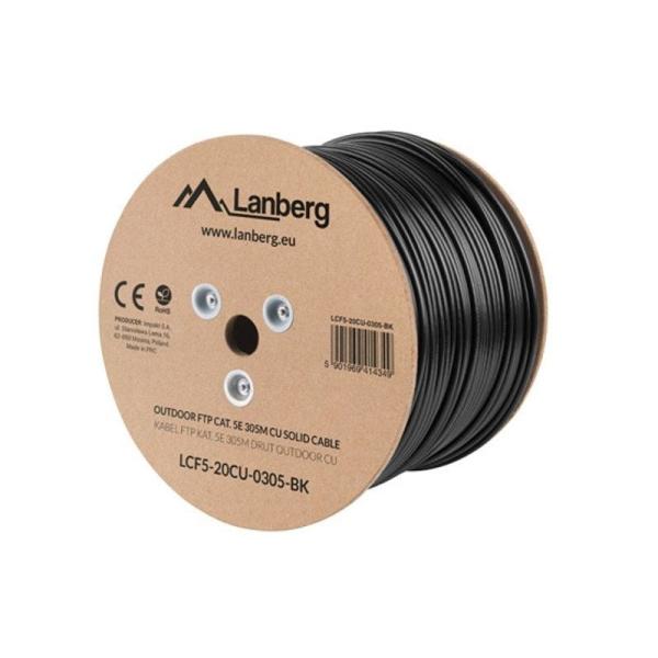 BOBINA DE CABLE PARA EXTERIOR APANTALLADO LANBERG LCF5-20CU-0305-BK - RJ45 - CAT 5E - FTP - AWG24 - 305M - NEGRO