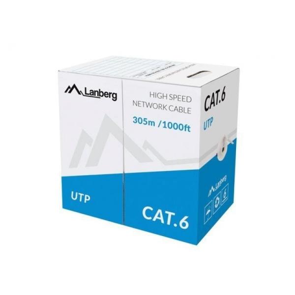 BOBINA DE CABLE LANBERG LCU6-10CU-0305-S - RJ45 - CAT6 - UTP - AWG23 - 305M - GRIS