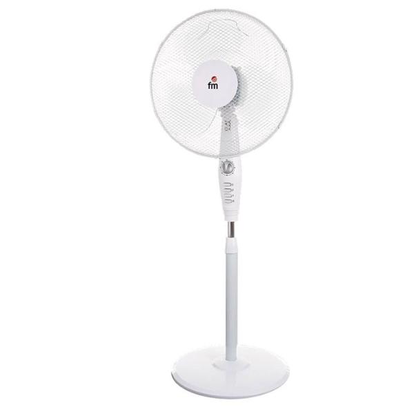 VENTILADOR DE PIE FM P-40 BLANCO - 50W - 3 NIVELES POTENCIA -  Ø ASPAS 40CM - ALTURA REGULABLE - TEMPORIZADOR 120 MIN - BASE RED