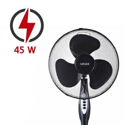 VENTILADOR DE PIE HAEGER ROUND WIND NEGRO - 45W - BASE REDONDA