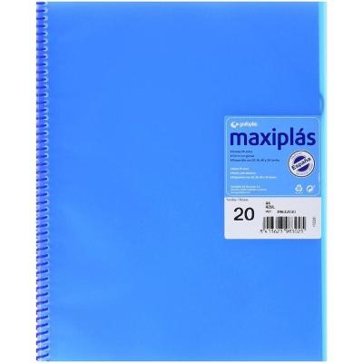 Carpeta con 20 Fundas Grafoplás Maxiplás 39832030/ A4/ Azul